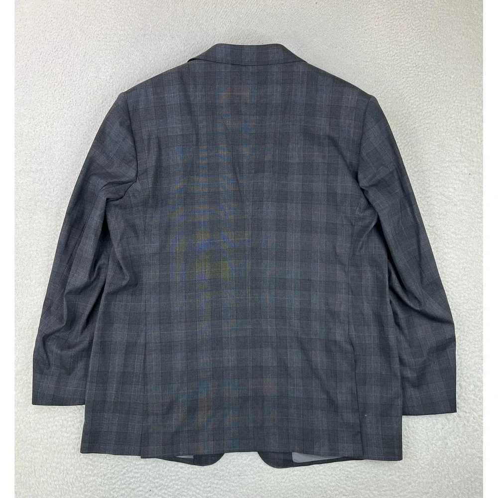 Atelier Munro Mens 48L Gray Check Loro Piana Wool 2 Button Suit Jacket Blazer